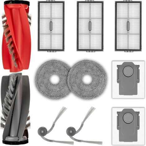 (11 pièces) pièces de rechange pour Roborock Saros 20, Saros 10R, Qrevo CurvX, Qrevo Curv 2 Pro, 2 brosses rotatives, 2 brosses latérales, 2 sacs à poussière, 3 filtres HEPA, 2 lingettes de nettoyage (1/5)