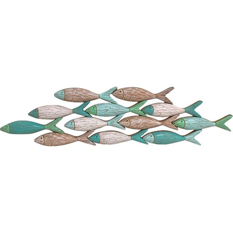 Signes Grimalt Placa De Madera Adorno Pared  Adorno Pez Placas De Madera Azul 3x81x21cm 32510