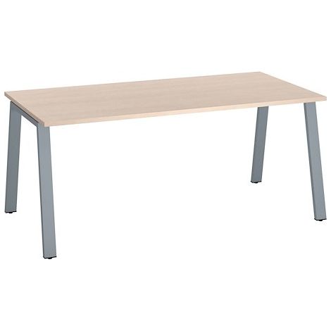 Bureau droit individuel chêne clair 180 x 80 cm, piétement métal aluminium - Arch - Maxiburo