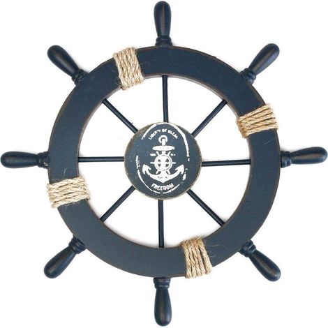28 Cm Roue De Bateau Nautique En Bois Bois De Plage Bateau De Direction Art Mural Roue De Bateau En Bois Décoration Murale Sur Le Thème De La Plage Décoration Intérieure(Bleu) (1/5)