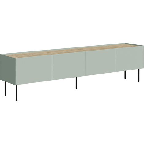 Mueble TV Melbela 107, Olivo claro + Roble, Número de puertas: 0, Número de cajones: 0, 200x52x40cm