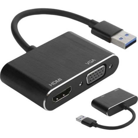 Adaptateur USB 3.0 vers VGA et HDMI, convertisseur d'alimentation pour écran, accessoire informatique (1/4)