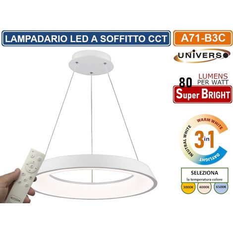 UNIVERSO A71-B3C LAMPADARIO LED SMD A SOSPENSIONE DESIGN CIRCOLARE 43W COLORE BIANCO CCT 3 IN 1 TEMPERATURA LUCE SELEZIONABILE (1/3)