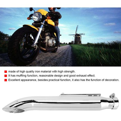 Pot d'échappement oblique pour moto, accessoire de remplacement en fer chromé 38,5/40/43/45 (1/4)