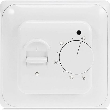 Fußbodenheizungsthermostat – 230 V Wechselstrom – 16 A – Integrierter Bodensensor + 3 m Außensensor – Messbereich 5 bis 40 °C – Unterputzmontage – 1 Stück (1/5)