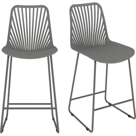 WAFTING Lot de 2 Tabouret de Bar , Chaise Haute en Plastique PP, Siège 65 cm, Gris (1/5)