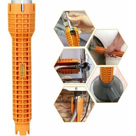 Clé Robinet En Alliage D'Aluminium Cle Serrage Robinet Cle A Lavabo Clé Mitigeur Multifonctionnel Anti-Dérapant Facile à Utiliser Pour Maison Cuisine Salle De Bain Mitigeur Evier - Orange (1/5)