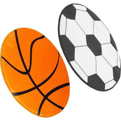 2pièces Tapis De Bureau De Football Ronds Antidérapants Lot de Décoratifs pour Chaise Salon Chambre Salle De Jeux Imprimé Football (1/5)