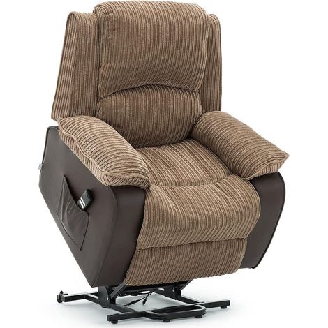 POSTANA BROWN DUAL RISE RECLINER FABRIC ARMCHAIR