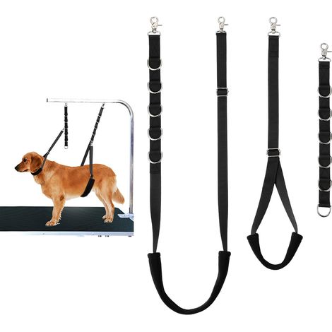 Set di tre guinzagli regolabili e retrattili per animali domestici, ideali per il lavaggio e il bagno (nero) (1/4)