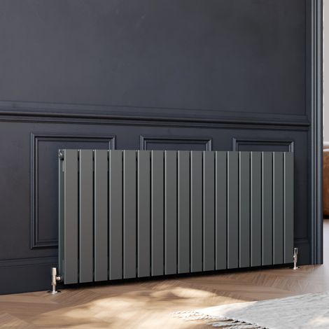 ELEGANT Horizontal Designer Radiator Flat Panel 600 x 1360 mm Anthracite Double Heater