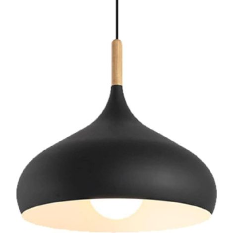 Lampada a sospensione creativa a forma di macaron, lampada a sospensione moderna, plafoniera minimalista per caffè, adatta a cucine, comodini, sale da tè e caffè in stile rustico (nera, 24 cm).