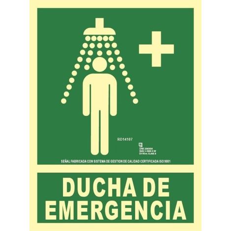 Señal de Ducha de Emergencia en aluminio Clase A 210 x 300 mm SEKURECO (1/2)