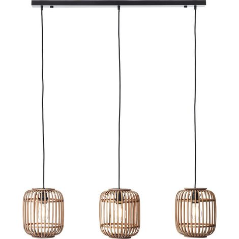 Endon Mathias Lampada da soffitto a sospensione Bar, bambù naturale, compensato, vernice nera opaca (1/5)