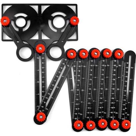 Règle de mesure multi-angles avec trou de positionnement, règle pliable à 12 côtés, pour la menuiserie et la mécanique.