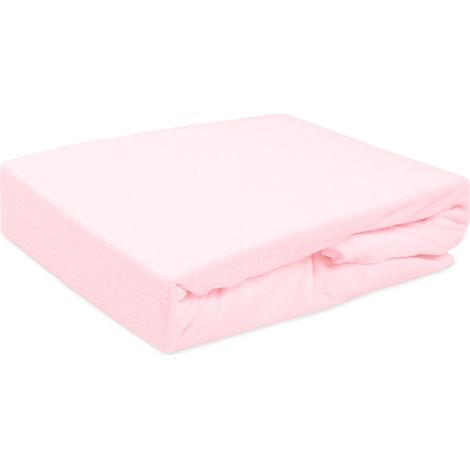 Sábana bajera ajustable de 120x200 cm, de rizo de algodón, color rosa empolvado. (1/5)