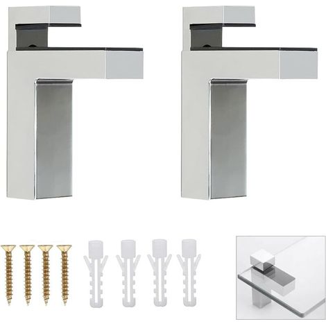 Support mural réglable pour étagère en bois/verre, 2 pièces, pour étagère de 3 à 36 mm(argent,99 x 77 mm) (1/5)