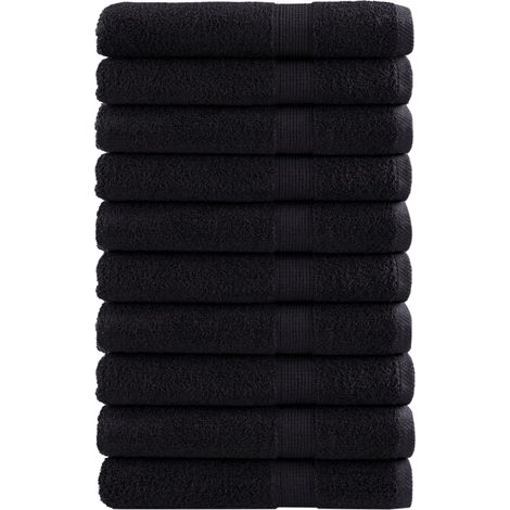 Serviettes de sauna haut de gamme SOLUND, lot de 10. Noires, 80 x 200 cm, 600 g/m². (1/5)