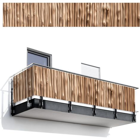 BRISE-VUE POUR BALCON Imprimé bois - Tige - Marron clair 500x85 cm Bâche imperméable (1/4)