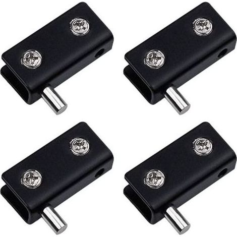 Lot de 4 charnières pivotantes, sans cadre pour porte en verre - Noir - Clips de porte en verre en acier inoxydable avec broche réglable - Kit de remplacement pour porte en verre de 5 à 6 mm (1/5)