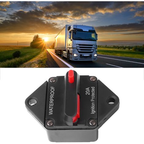 Disjoncteur manuel DC 32V 20A étanche pour voiture, bateau, camping-car, camion, bus, ATV - Réarmement manuel (1/5)