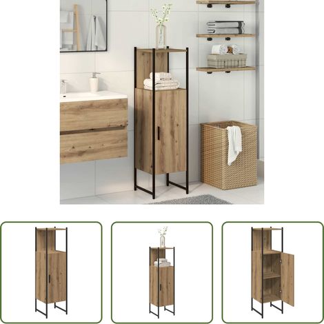 vidaXL Badezimmer Einbau - Badschrank Artisan-Eiche 33x33x120,5 cm Holzwerkstoff (1/5)
