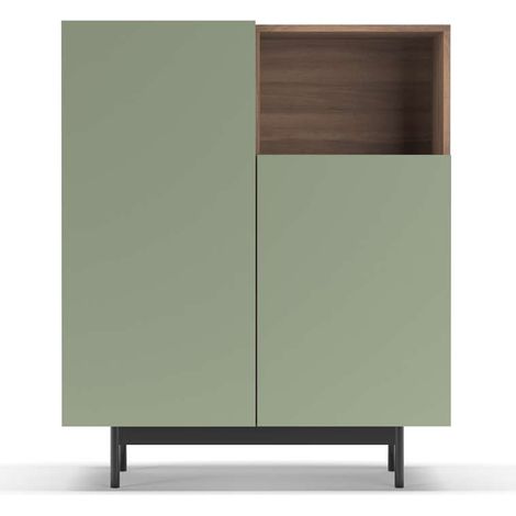 Mueble auxiliar modelo-602-1 acabado nogal/verde, 110 cm (alto) x 90 cm (ancho) x 34 cm (prof.) (1/3)