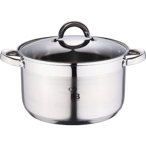 Faitout de cuisine de 24 x 14,5 cm et 6,3 L avec couvercle en verre acier inoxydable ustensiles de cuisine revêtement en aluminium 5 couches tous types de cuisinières (1/5)