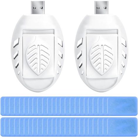 BelleRise - Raquette anti-moustiques électrique USB portable (lot de 2), incluant 90 plaquettes répulsives et une prise portable. (1/5)