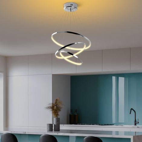 Lustre élégant chromé, corps en métal, 50 cm de largeur x 80 cm de hauteur LED SMD 28 W 3000 K Éclairage élégant pour maisons et bureaux modernes (1/5)