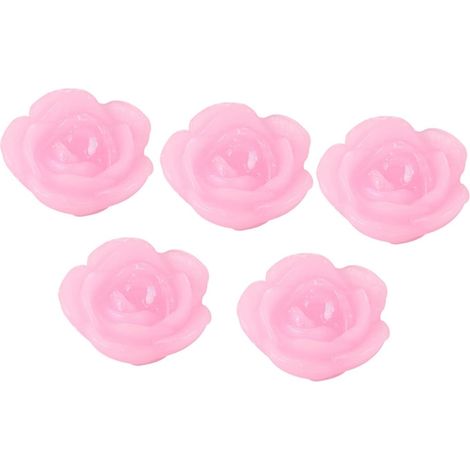 5pièces Bougies Flottantes Rose Bougies Paraffine Lot De Décorations Pour Piscine Ou Étang Pour Maison Et Jardin (1/5)