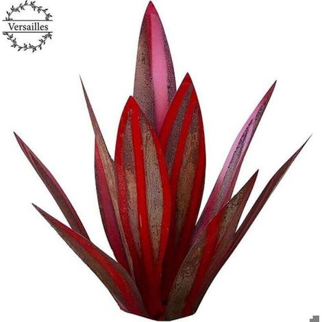Sculpture Agave - Métal Rouge 27 cm - Finition Rouillée avec Accents Bleus - Résiste Pluie Gel Soleil - Décoration Extérieure Intérieure (1/5)