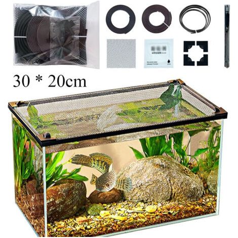 Couvercle d'aquarium en Maille Filet Anti-Saut, Couvrir avec Un Filet, Filet de protection magnétique, 30 x 20cm