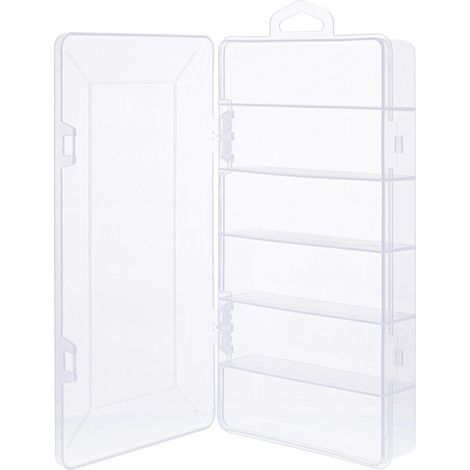Boîte de rangement pour petites pièces - 6 compartiments - Organiseur transparent pour vis et accessoires - Avec couvercle à clip - Compact et robuste - 43009K (1/3)
