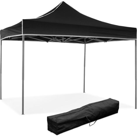 Gazebo richiudibile pieghevole 3 X 3 Nero ricoperto in PVC impermeabile