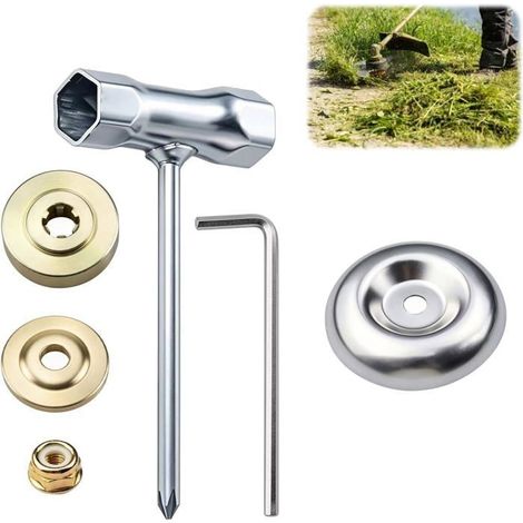 6 Pièces Tete Debroussailleuse Universelle Kit Fixation Écrou Lame Boîte, Brosse Metallique Debroussailleuse Accessoires (1/5)