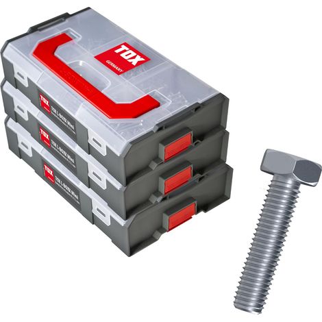 Mini-kits L-BOXX avec vis hexagonales M5, M6, M8 et M10, 3 boîtes de rangement emboîtables avec au total 18 tailles et 620 vis mécaniques DIN 933, grand stock, 094909171 (1/4)