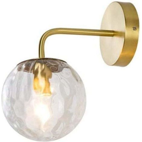 Europe du Nord Moderne Applique Murale Verre Balle Abat-jour Métal Laiton Support Simplicité Lampe Murale pour Salon Chambre Couloir Allée Restaurant Café Décoration Éclairage [Classe énergétique A++] (1/4)