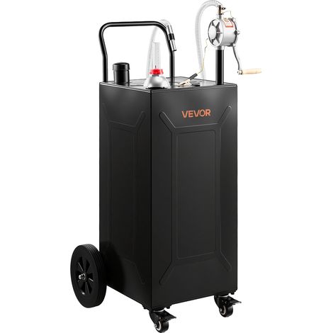 VEVOR Chariot a Carburant 113,6 L Reservoir a Carburant Mobile Pompe Manuelle, Reservoir en Acier au Carbone, avec 4 Roues et Tuyau, pour Essence et Diesel, Voiture, Quad, Tondeuse, Bateau, Moto, Noir (1/5)