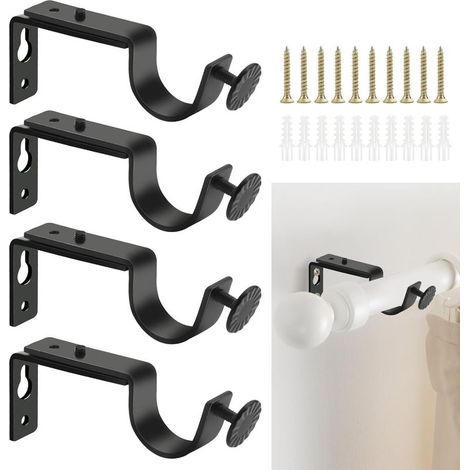 4 Pièces Support de Tringle à Rideau Réglable 25 à 28 mm Supports Mural Réglable pour Tringle avec Vis Extensible Fixation pour Tringles à Rideaux pour Les Bureaux Les Armoires de Chambre (1/5)