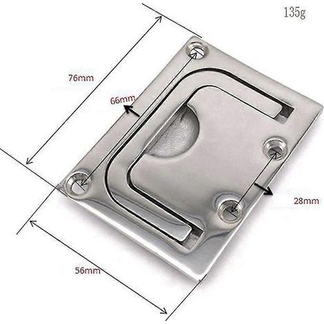 Poignée de levage encastrée en acier inoxydable 316 pour trappe, casier, armoire ou bateau (1/4)