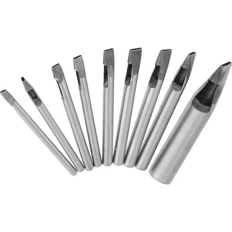 Kit de 9 perforadoras de cuero de 2 mm, cortador hueco, perforadora ovalada para bricolaje, perforadora de cuero de forma ovalada, herramienta de perforación oblonga (3-11 mm) (1/5)