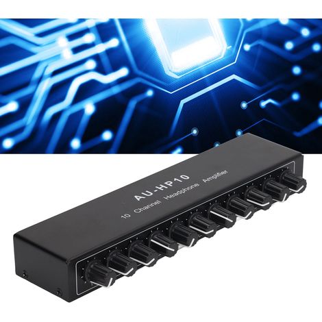 Amplificateur Audio 10 Sorties - Préampli Casque Stéréo avec Contrôle Indépendant - Splitter 1 Entrée 10 Canaux - Alimentation 12V