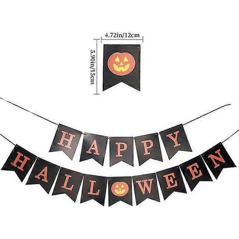 Décoration de fête d'Halloween : Guirlande lumineuse « Joyeux Halloween » citrouille en papier, accessoires de bricolage, décoration de bar maison hantée, style 1 S (1/5)
