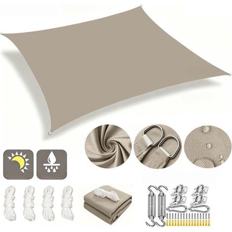 Rechteckiges, hochdichtes Sonnensegel + Montageset UV beständig atmungsaktiv blockiert 90 % der UV Strahlen Sonnensegel wasserdichte Outdoor Über (1/5)