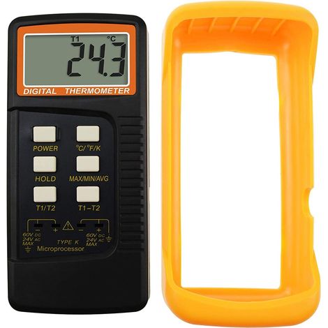 Thermomètre Numérique à Double Canal -58°C  1370°C avec Sonde de Capteur à 2 Thermocouples de Type K pour Compteur de Température
