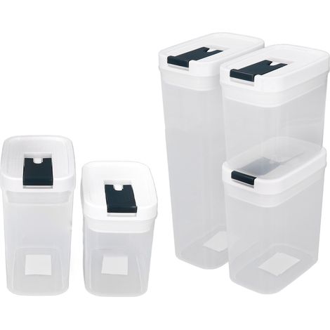 Ensemble de 5 boîtes hermétiques pour farine et sucre, bocaux de qualité supérieure pour la cuisine et le garde-manger, grands récipients de conservation avec couvercles étanches, sans BPA. (1/5)