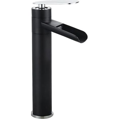Waschbeckenarmatur schwarz/silber Messing einlochig Warm-/Kalt (1/4)