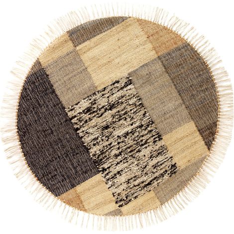 Tapis rond en laine, jute et coton, diamètre 240 cm