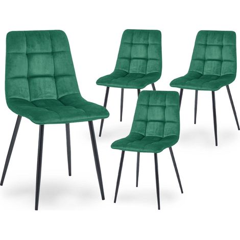 Lot de 4 chaises en velours vert capitonné JEREMI (1/5)